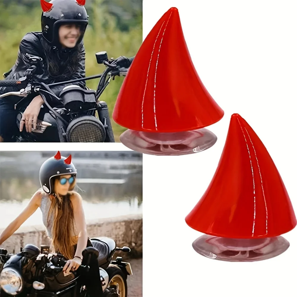 2Pcs Motorcycle Helmet Decoration Rubber Devil Horn with Suction Cups Helmet Decor for Motorbike Bicycle Random color