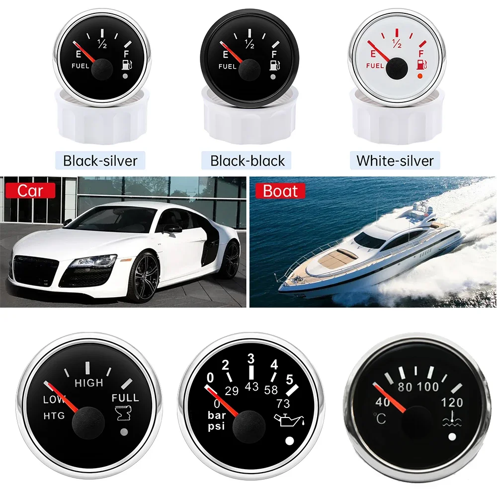 متعددة الوظائف مقياس الوقود/مقياس مستوى الماء الفولتميتر ضغط الزيت متر مقياس مياه الصرف الصحي الأحمر الخلفية سيارة متر 12 فولت 24 فولت