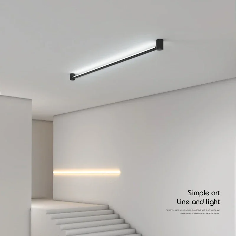 Imagem -04 - Simples Longo Montado Linear Luz com Led Barra Preta Luzes de Parede Interior Sala de Estar Sala de Jantar Lâmpadas de Teto