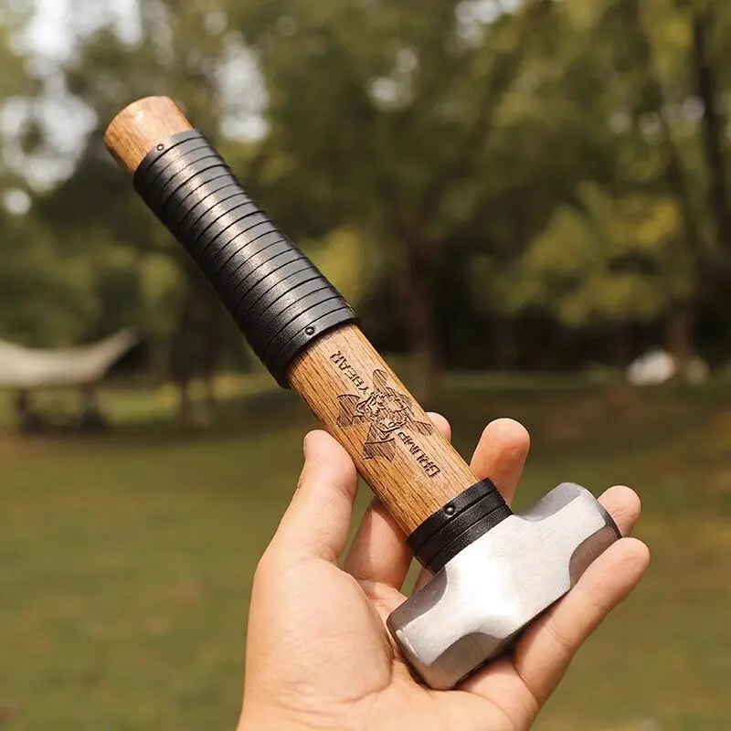Outdoor Portable EDC Multifunctional Hammer with Cowhide Handle Ground Nail Hammer Car Emergency Window Breaking Tool