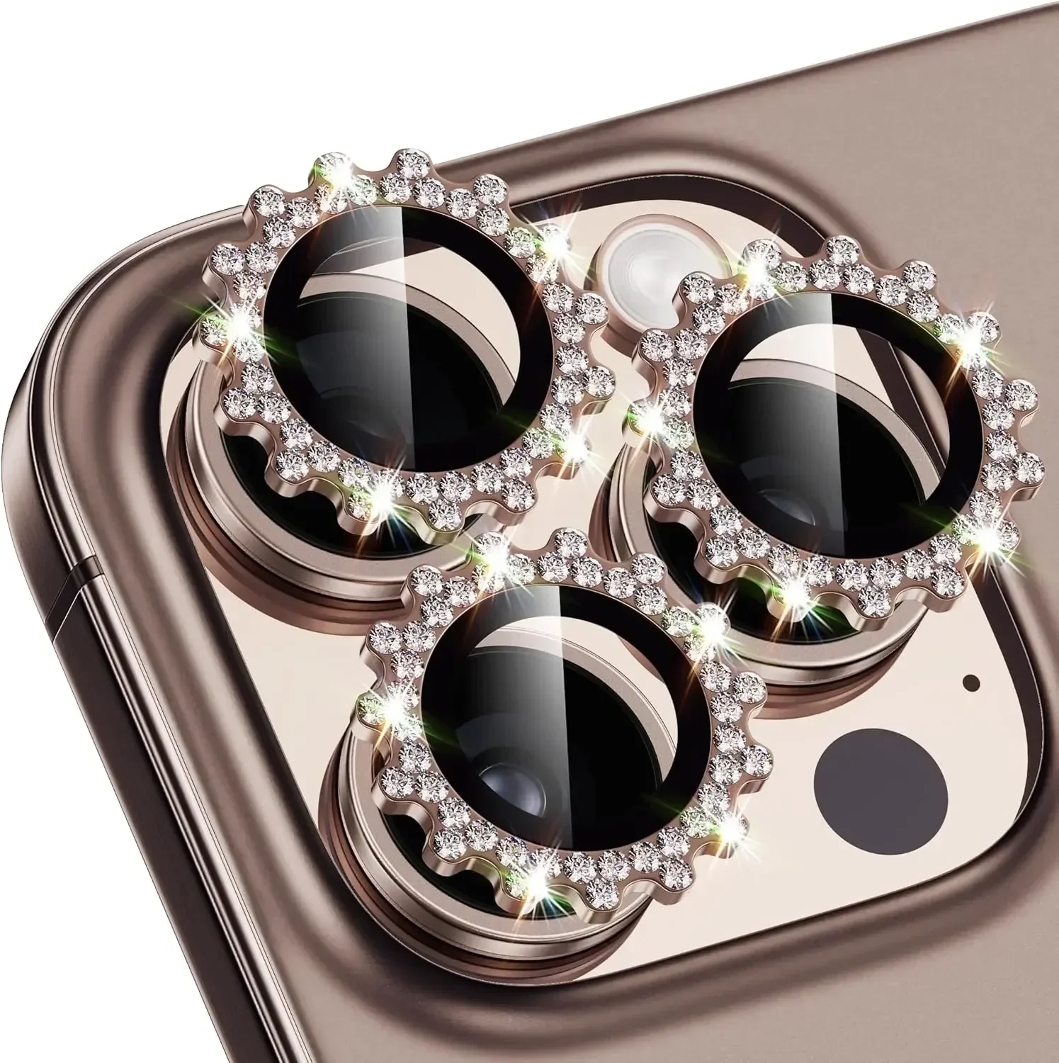 Bling 3D Metal Gear Design Diamond Camera Lens Protector Rings