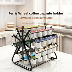 Ferris Wheel Storage 40 K-cup Holder New 40-Capsule Pod Organizer Home Coffee Pod Rack Rotatable Creative K Cup Storage Shelf