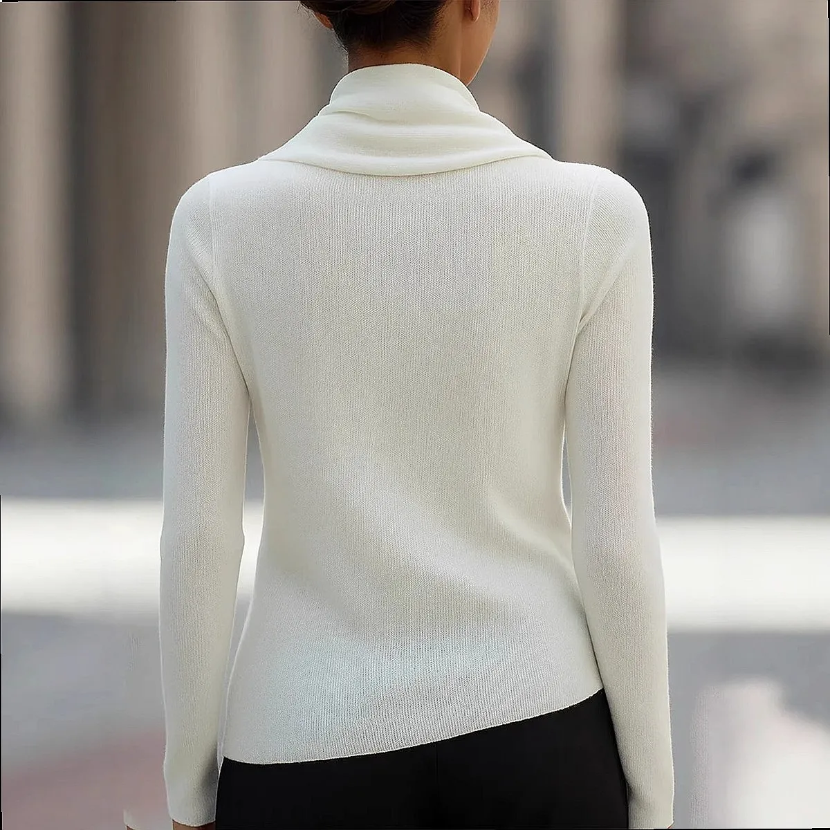 Fashion Knit Sweater Irregular Hem Turtleneck Pullover Women Solid Color Knitwear Tops Spring Summer