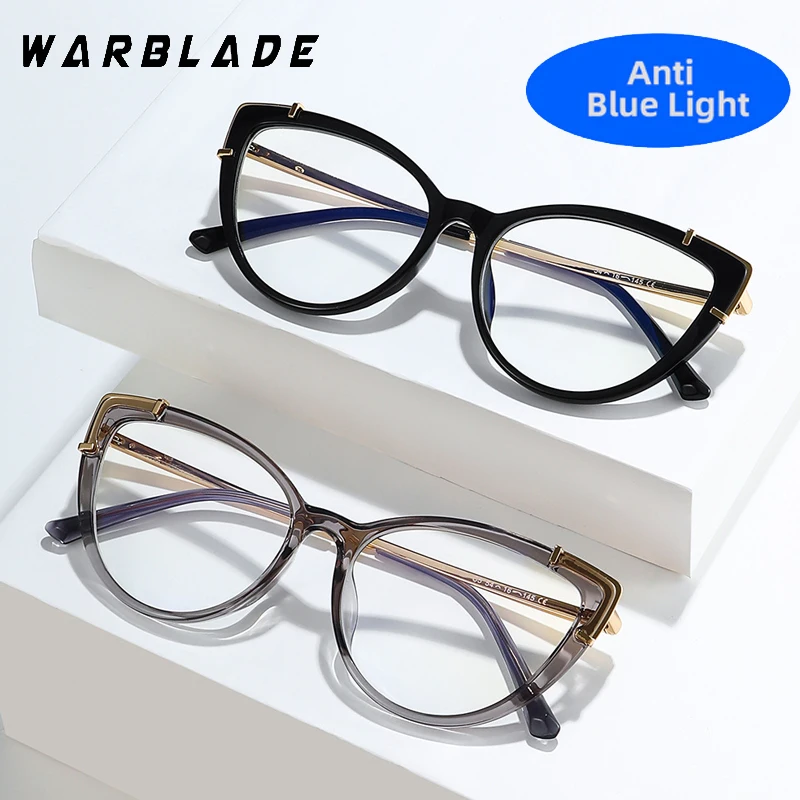 Vintage Cat Eye Anti-blue Ophthalmic Glasses For Women's Glasses Frame Brand Design TR90 Spring Hinge Computer Eyeglasses Female