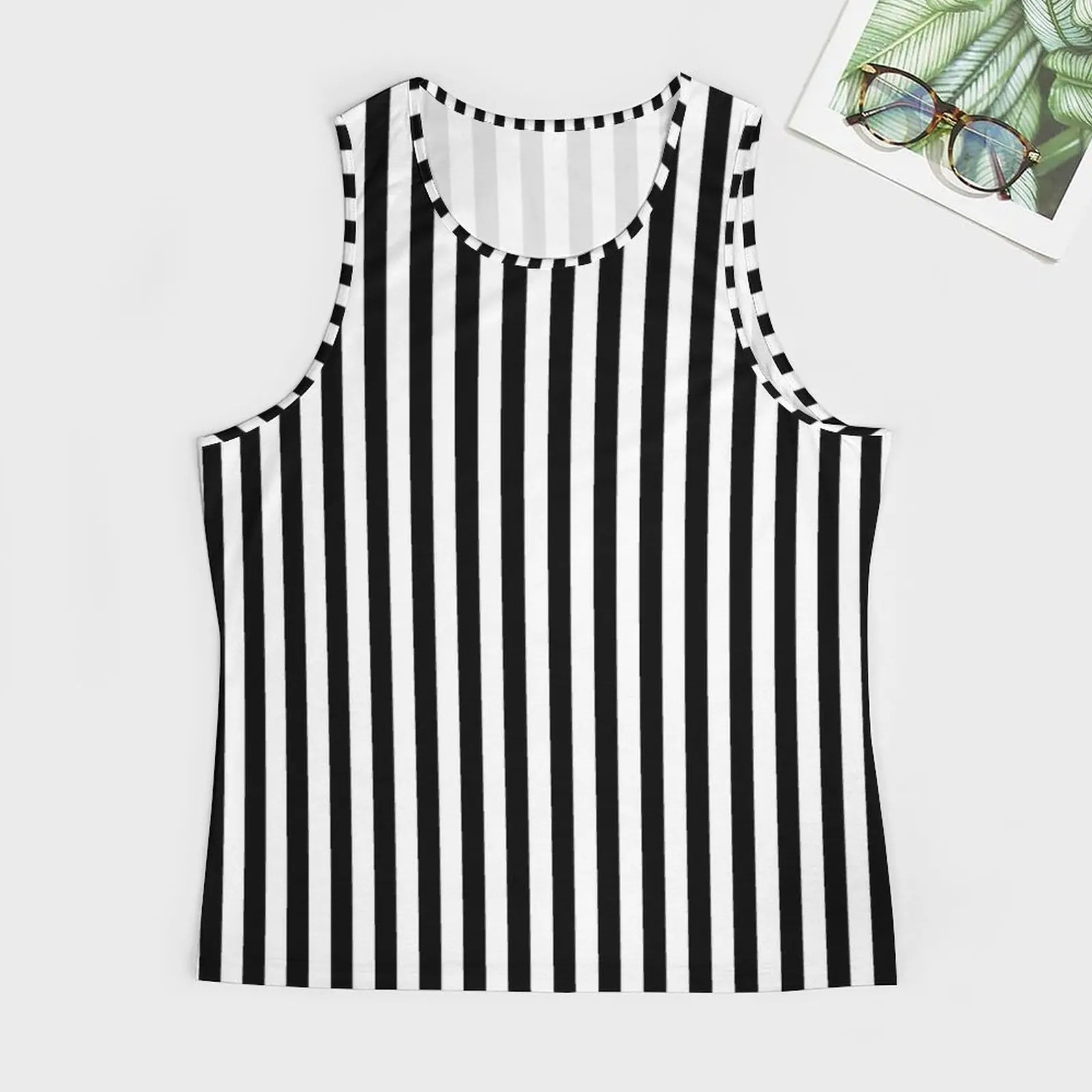 Black White Striped Tank Top Vertical Lines Print Muscle Tops Summer Bodybuilding Mens Graphic Sleeveless Vests Large Size 5XL