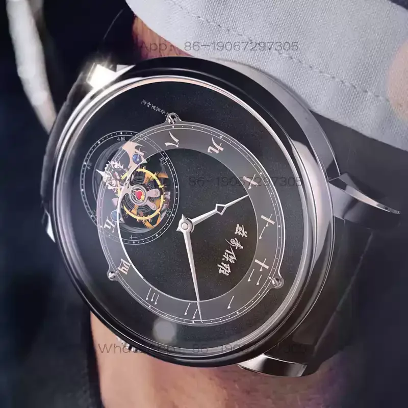 9854Original limited edition Chinese style genuine watch men's mechanical watch tourbillon hollow leather waterproof men's watch