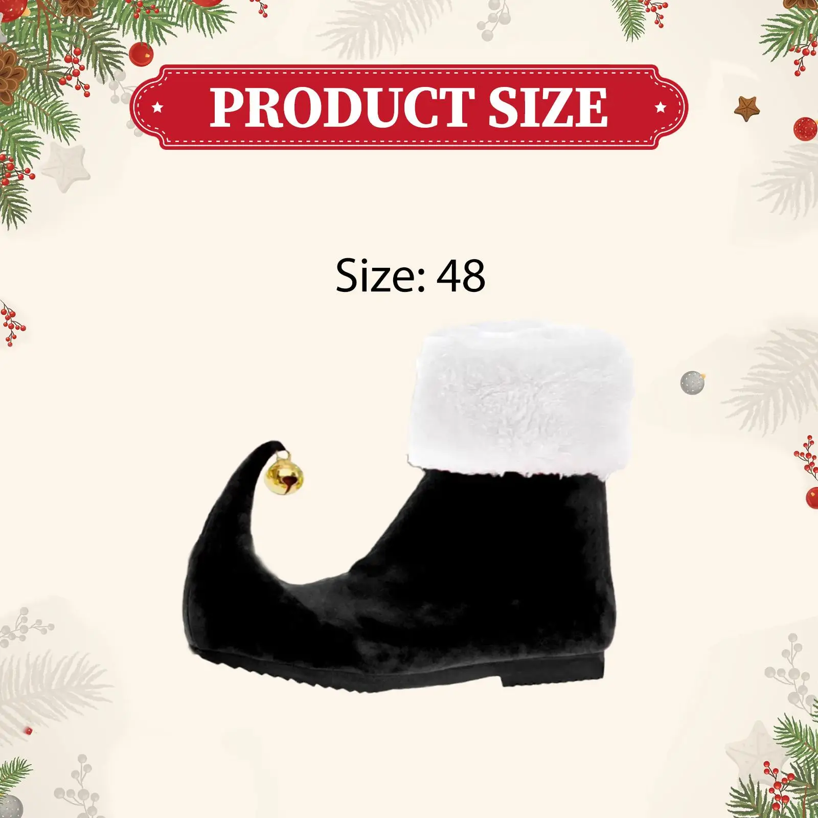 1 Pair of Funny Christmas Elf Shoes with Bells Black Pointy Elf Booties for Santa Helper Costume Xmas Fancy Dress Party Supplies