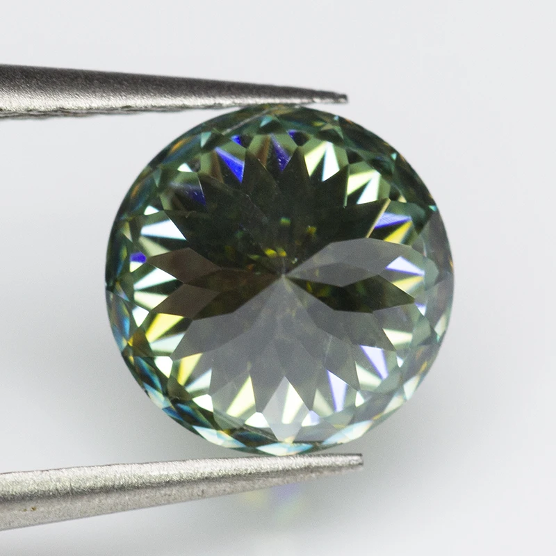 Lichtgroene ronde 100% gefacetteerde geslepen Moissanite losse steen diamant Russische vogelnest geslepen Moissanite edelsteen met GRA-certificaat