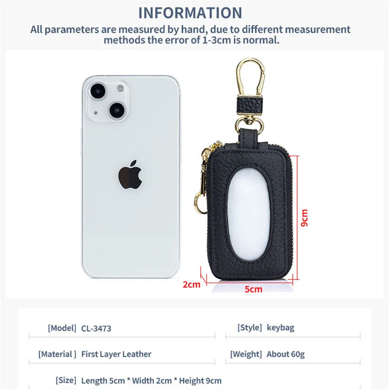 XMESSUN New Trendy Genuine Leather Car Key Case, Europe and America Universal Cowhide Key Wallets,Mini Key Storage Case ins