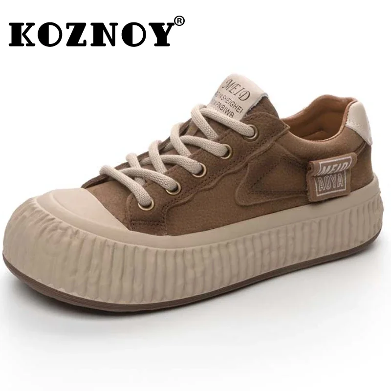 

Koznoy 4.5cm Suede Ankle Boots Women Autumn Spring Natural Genuine Leather Loafer Chunky Sneakers Moccasin Flats Ethnic Shoes