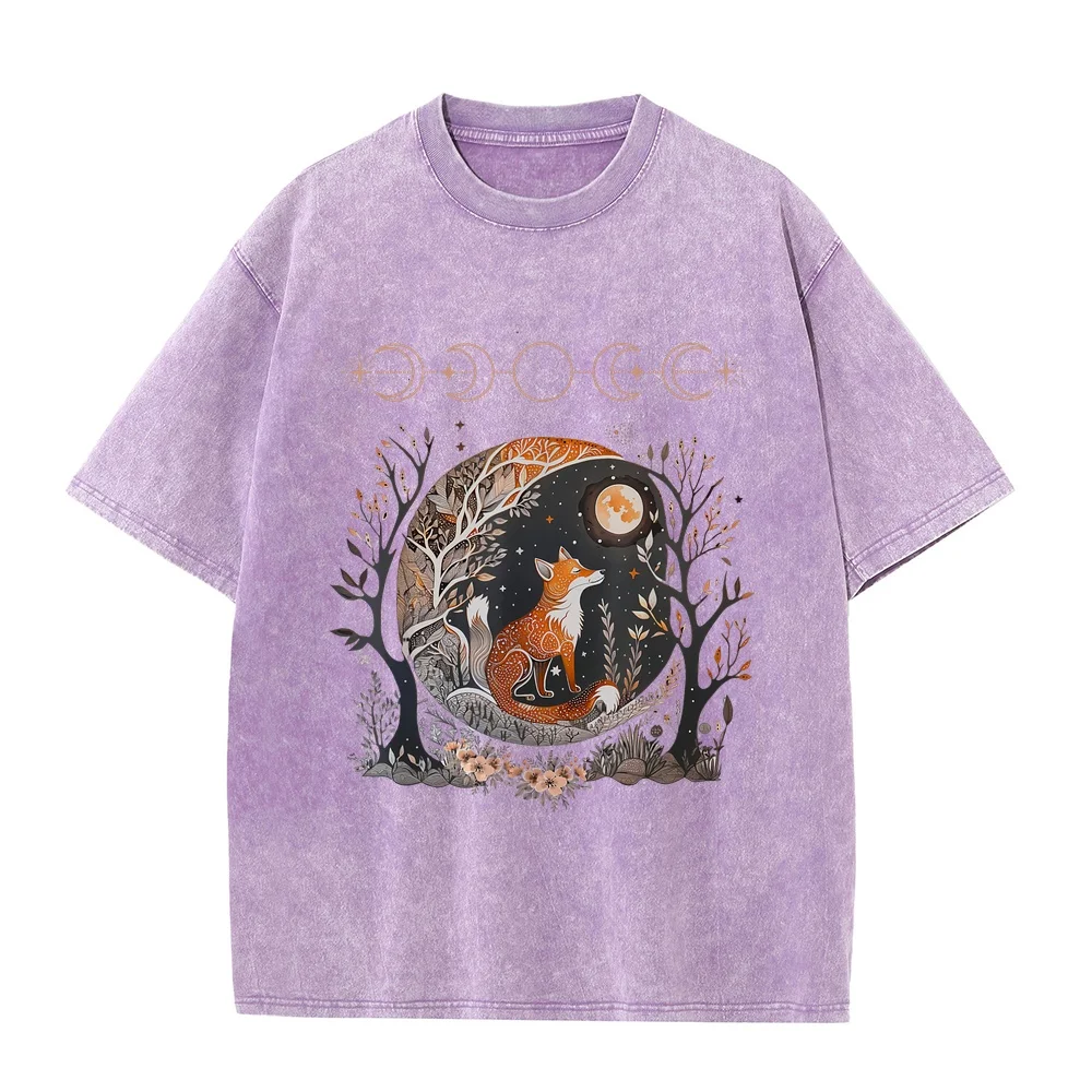 Witchy Moon Cottagecore Floral Fox Aesthetic Art Women Girls T-Shirt New In Top And T-Shirts Men's Shirts Original Graphic Tee