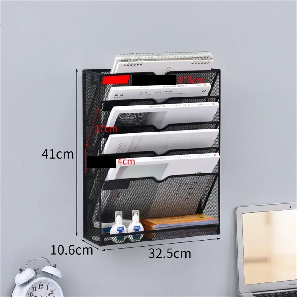 Hanging Metal Rack Five Layer Multifunctional Storage Holder Mail Magazine Office Paper Document Letter Paper Storage Tray