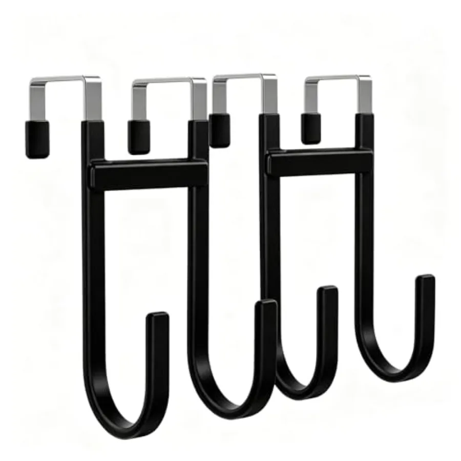 Over-the-Door Hooks, 2 Pack Heavy Duty Anti-Scratch Rubber Hooks, Fits 1-3/8
