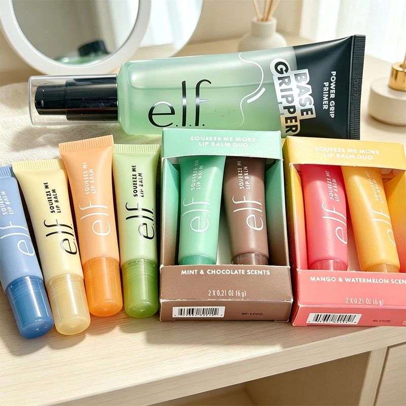 Elf Squeeze Soft Tube Lip Balm Mango Mint Bubblegum Cherry Two-color Lip Gloss Set Hydrating Sheer Natural Lip Color Fruit Scent