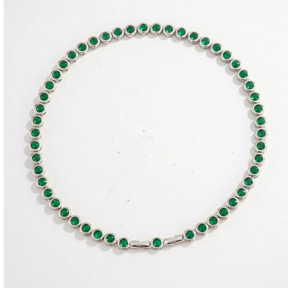ZAKOL Luxuriöse, zierliche, glänzende, farbenfrohe Zirkon-Tennis-Choker-Halskette für Frauen, eleganter, funkelnder Kristall-Schmuck für Hochzeiten und Partys – Detail 13