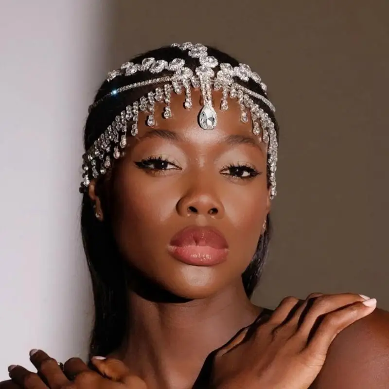  Modern Sparkling Rhinestones Hair Jewelry Bridal Headpieces Party Blingbling Fringe