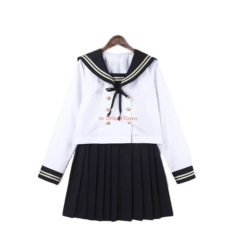 ชุดนักเรียนสำหรับวัยรุ่น สไตล์หวาน ชุดกะลาสีคุณภาพสูง นักเรียนสไตล์ Preppy แฟชั่น JK เสื้อและกระโปรงชุดนักเรียน