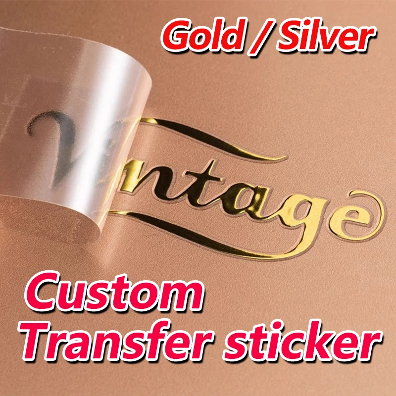 

Custom 3D UV Color Print Gold Sticker with Silver Logo Self-Adhesive Clear Label Shiny Wedding Gift Hollow Decal