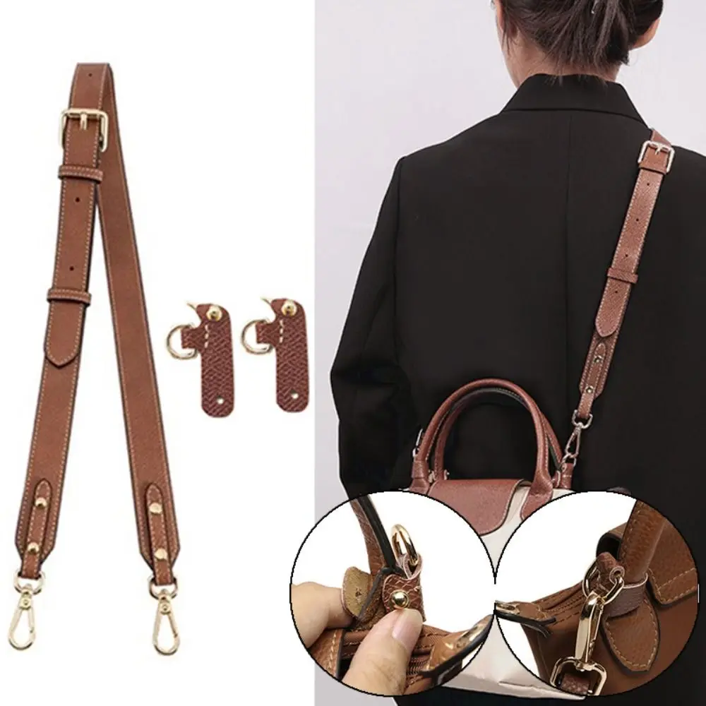 استبدال حزام الكتف من الجلد الطبيعي خالٍ من اللكمات، تعديل مشبك التحول DIY لحقيبة Longchamp ذات المقبض القصير #3