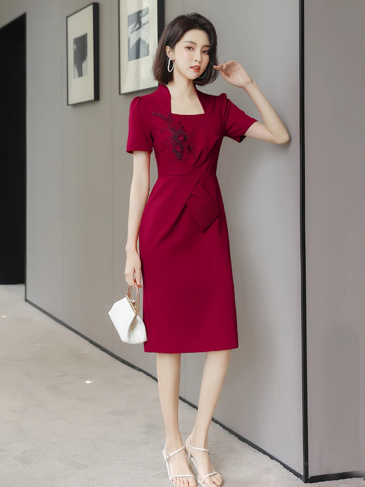 

Mother Of The Bride Dresses For Weddings Wine Red Appliques Slim Evening Dress Elegant Women's Formal Party Vestido