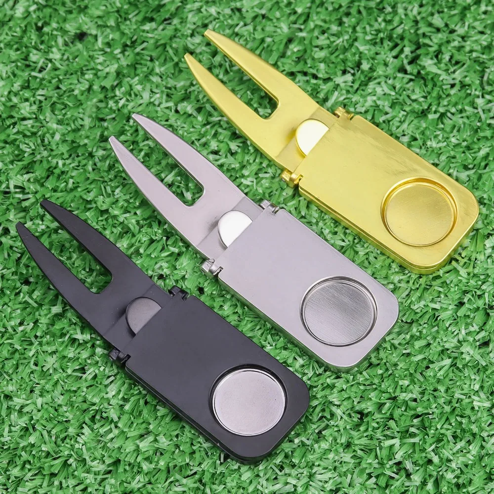 Divot Tool Putting Green Fork Ball Marker Clover Golf Green Fork 6 in 1 Portable Golf Pitchfork Golf Divot Repair Tool