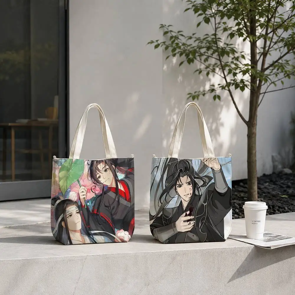 Grandmaster Demonic Cultivation Tote Bag for Women Reusable Shopping Tote Bag Zippered Shoulder Bags Print