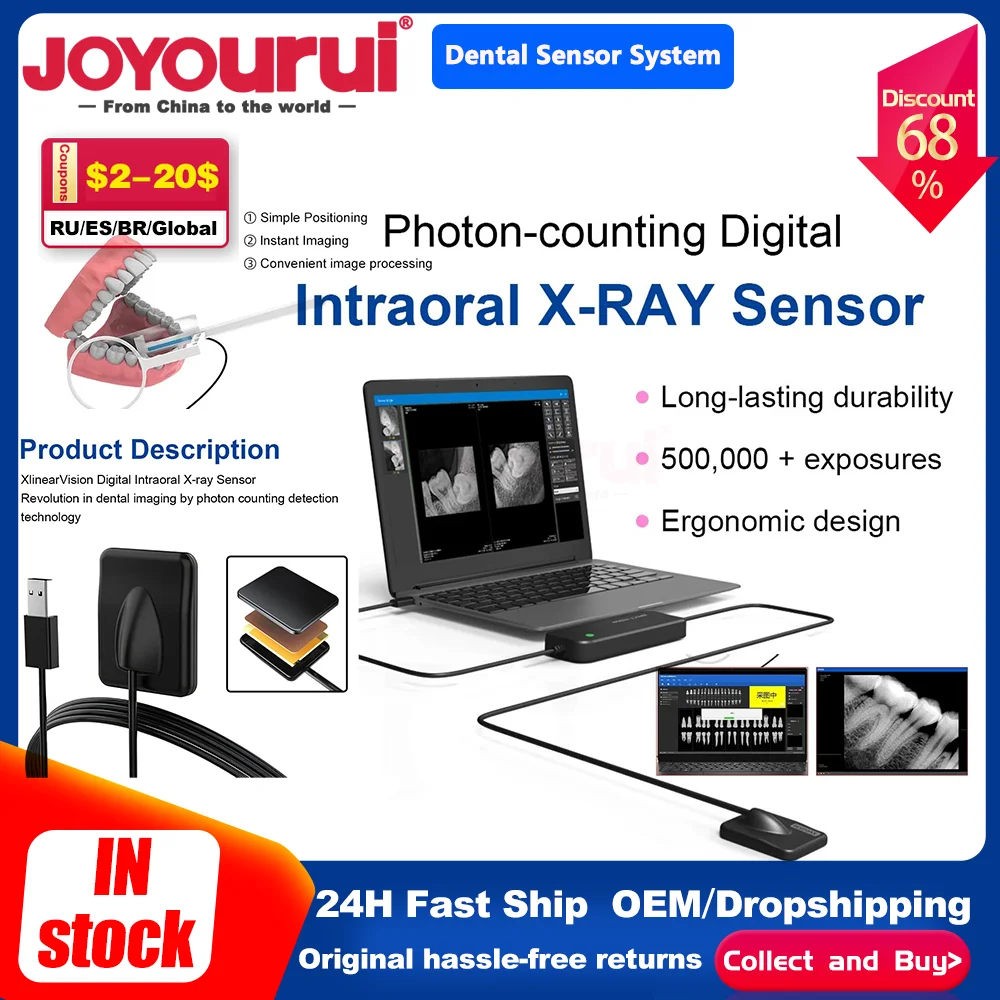 

Clear Image Dental Sensor DynImage X Ray Sensor Fast Transmission Digital Intraoral System Intra-Oral with Software 3m Cable