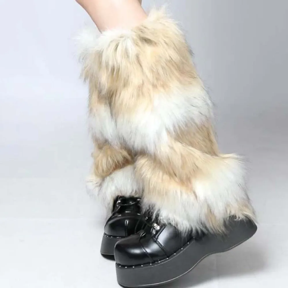 لينة الحلو فو الفراء فروي تدفئة الساق النمط الياباني غطاء للقدم أنبوب طويل جورب دافئ JK الركبة عالية الفتيات الجوارب الخريف/الشتاء #2