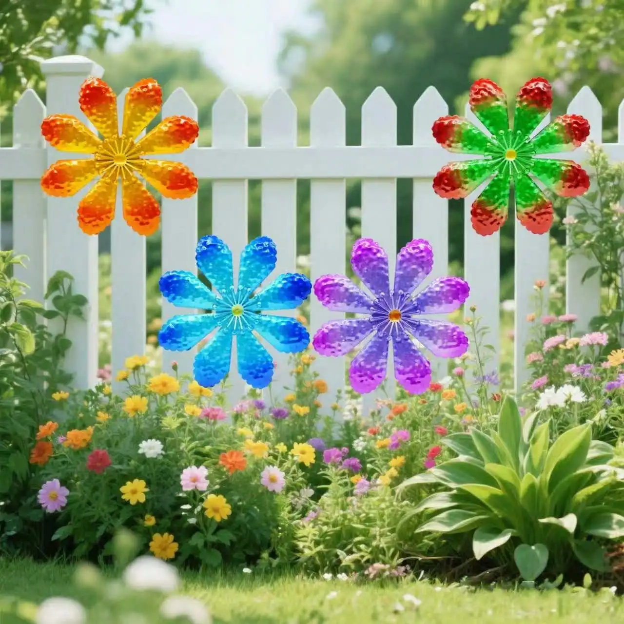 4pcs Metal Flower Craft Ornaments, Home Decor, Garden Craft Gift Decoration, Yard Decor, Bedroom and Living Room Decor