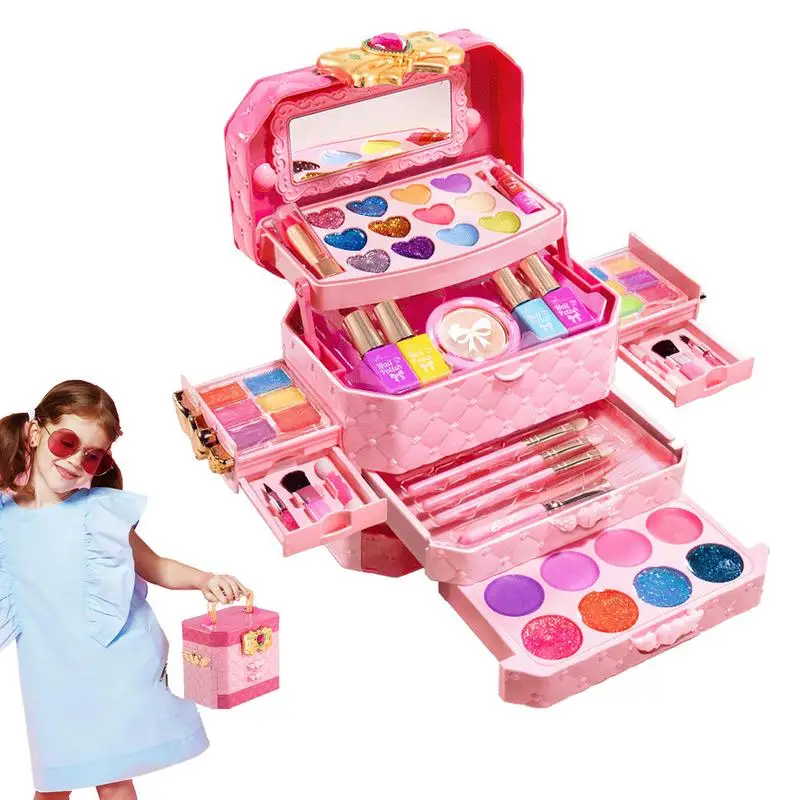 

Kids Makeup Kit For Girl Toys Washable Kids Makeup Kit Real Pretend Play Cosmetic Set Toddler Makeup Kit Princess Play Make Up