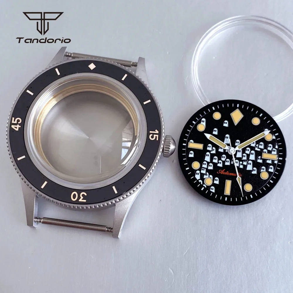 50-Fathoms Style Domed Sapphire 40mm Sandblasted Watch Case+Dial+Hands Fit NH35 NH36 NH38 ETA2824 PT5000 ST2130 Miyota8215 Movt
