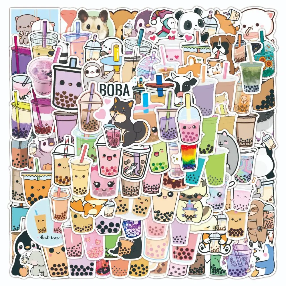 

10/30/50/100PCS Cute Cartoon INS Drink Pearl Milk Tea Graffiti Stickers Kawaii Aesthetic Decals DIY Phone Diary Sticker for Kids