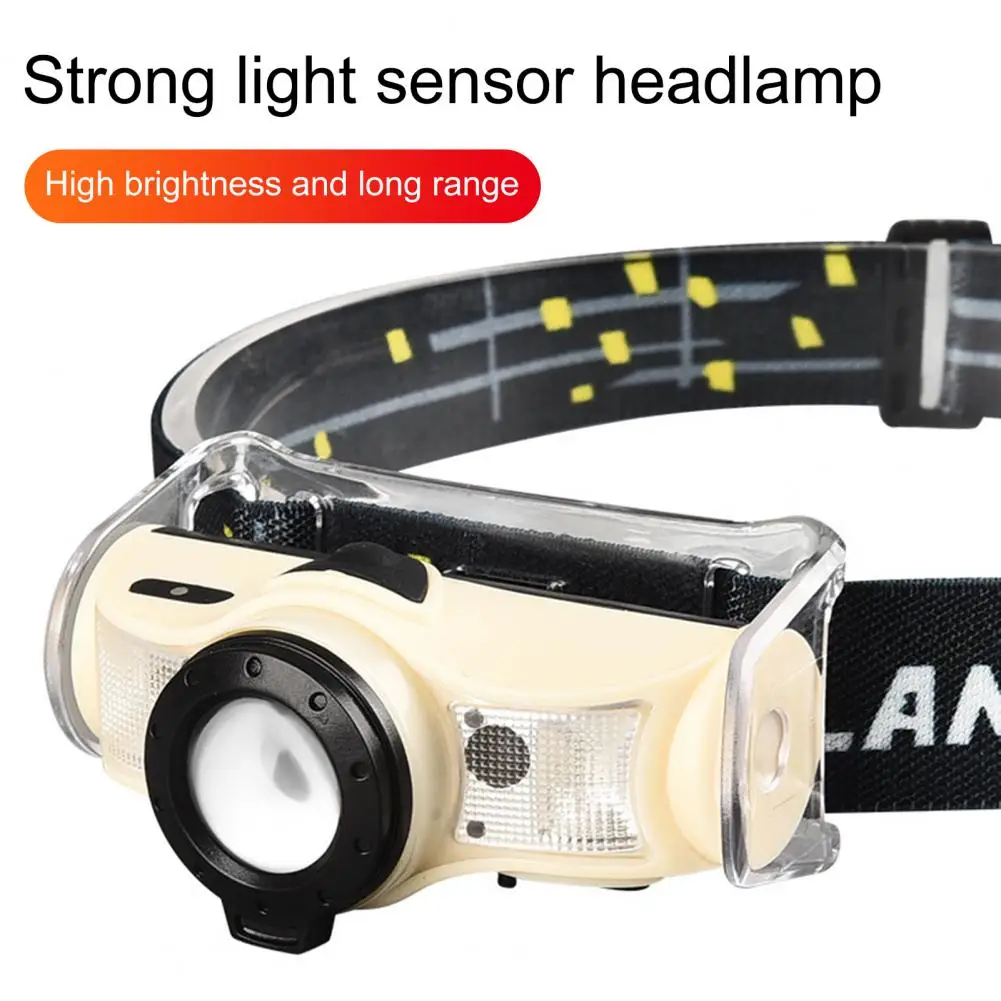 

LED Headlamp Practical Long Standby Time Wide Range Rotation Zoom Inductive LED Headlamp Warning Lamp for Cycling