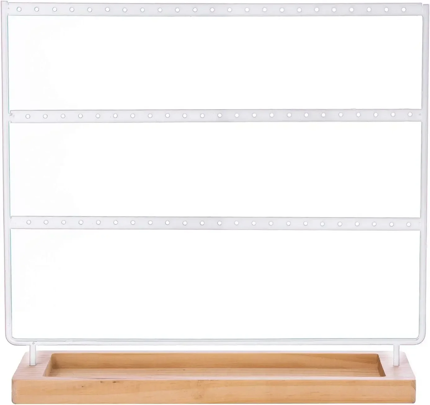 Earring Holder Stand 3-Tier 69 Holes Earring Organizer Stand Display with Wooden Storage Tray Desktop Bracelet Jewelry Holder image 6