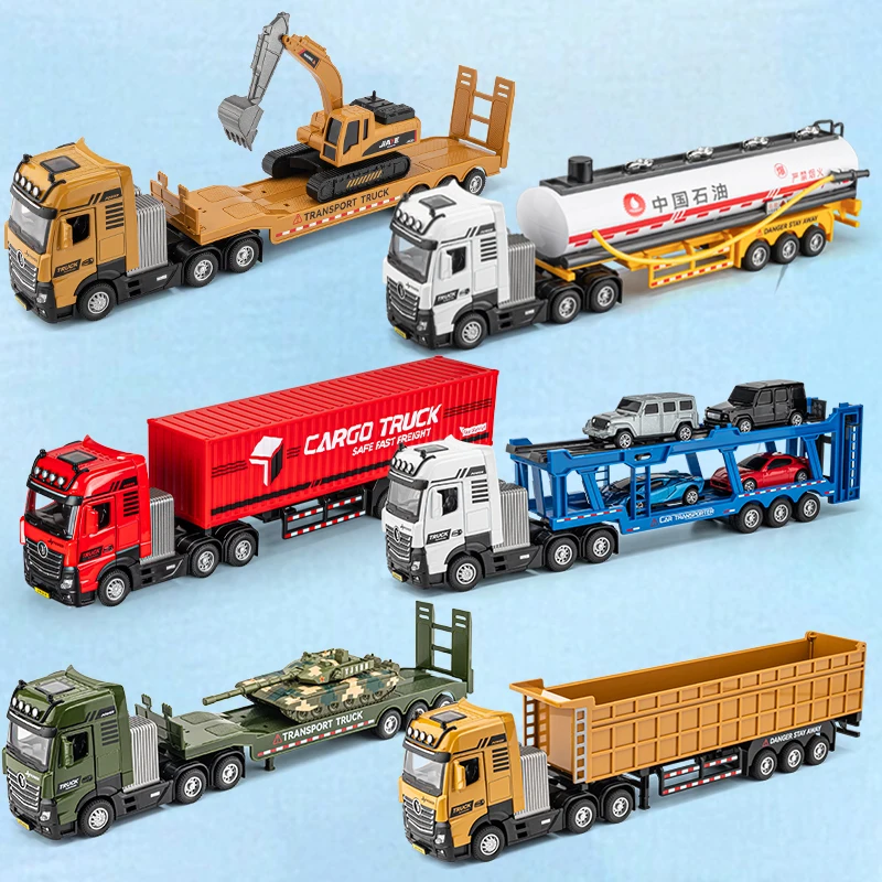 1/50 Scale Alloy Engineering Vehicle Model Set Diecast Excavator Transporter Car Toys Kids Boys Gift Tank Voiture Miniature