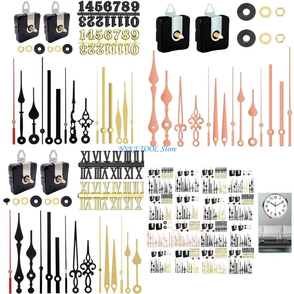 L8RC Clock Mechanism Movement Hands Pointer Set for 7-9mm Thickness Clock Panel Clockwork Watch Repair DIY Wall Clocks Motor