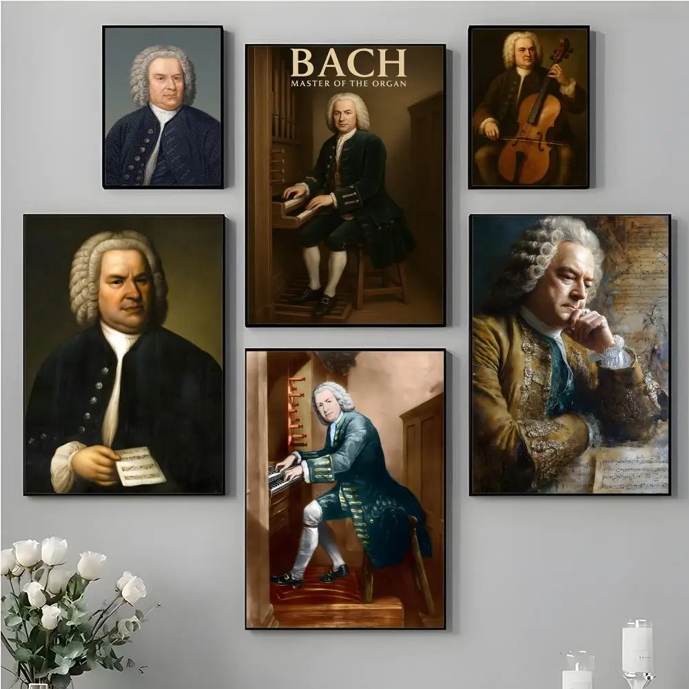 baroque composer Johann Sebastian Bach Poster Top-Quality For Household Room Bar Cafe Wall Art Decor  Gift Item
