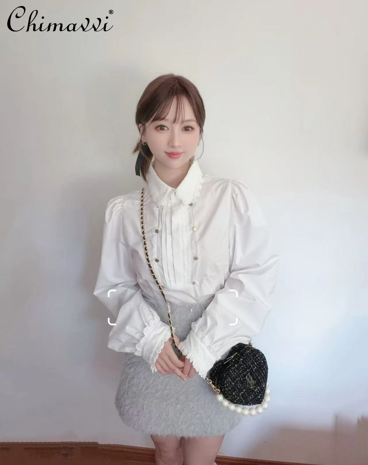 

Japanese Style White Long Sleeve Shirt 2026 Spring New Sweet Girl's Blouses Women's Daily Basic Casual Fashion Ladies Top