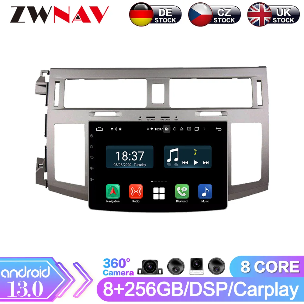 Quad Core Android 13 Car GPS Navigation Radio Multimedia Player for Toyota Avalon 2008 2009 2010 No dvd 2.5D Free MIC