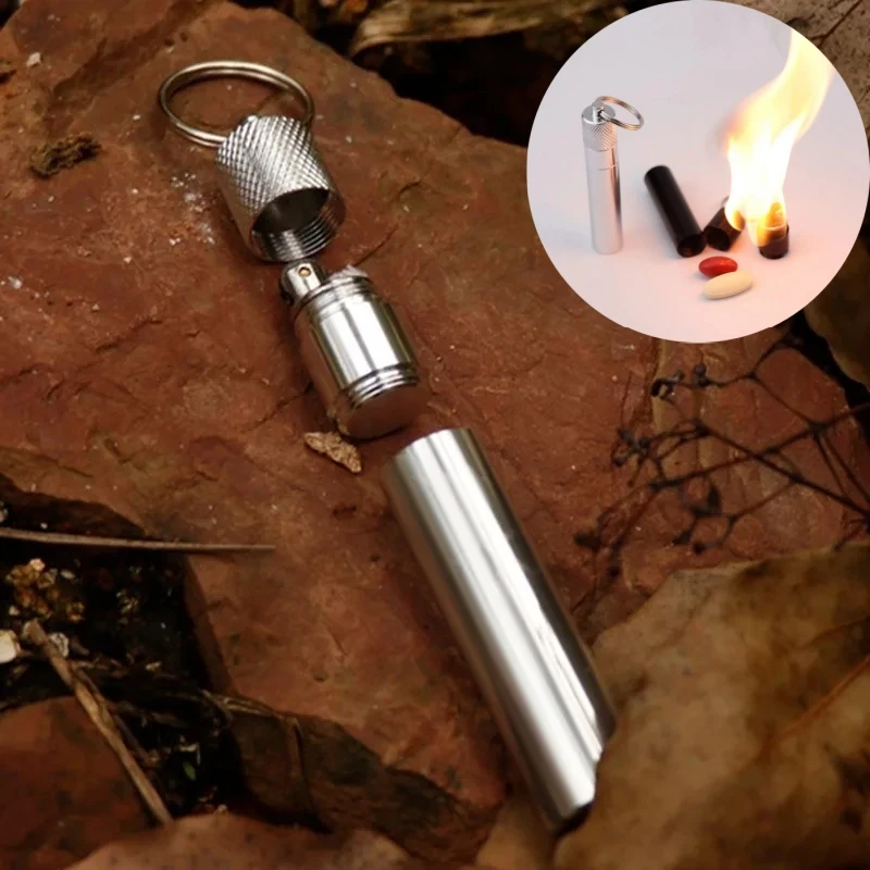 Outdoor Lighter with Storage Compartment Camping Survival and First Aid Kit—Compact and Portable EDC Fire-Starting Tool