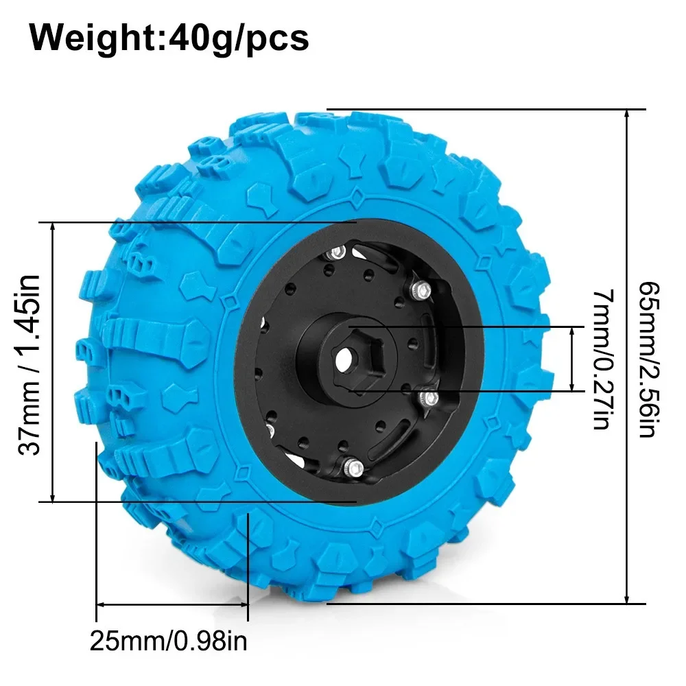 Colored Aluminum Beadlock Wheels 1.45' Tires for 1/24 1/18 RC Crawlers Mud Terrain Tyres Compatible with SCX24 TRX4M FMS Ascent-