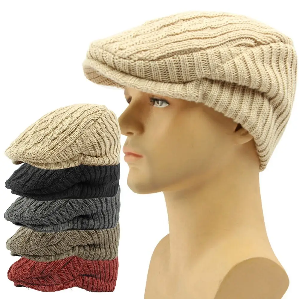

Fashion Wool Newsboy Beret Solid Color Fleece Lined Snow Ski Caps Casual Breathable Artist Beret for Men Women