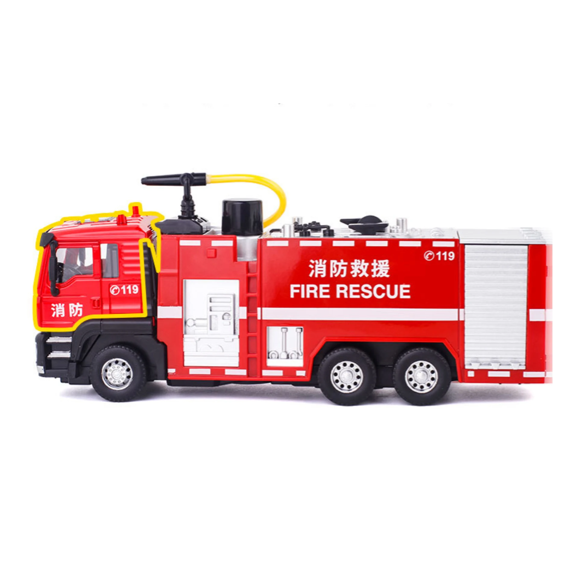 Cisterna de agua con motor de bomberos, vehículo de extinción de incendios, vehículo de ingeniería de aleaciones con sonido y luz, modelo para niño, regalos de juguete B297