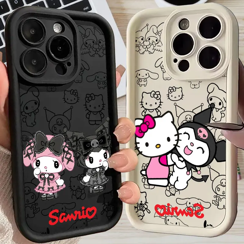 Cartoon Sanrio Sisters Anime Phone Case For iPhone 16 11 12 13 14 15 Pro Max Case For iPhone Xs 15 16 Plus Soft Protective Cover