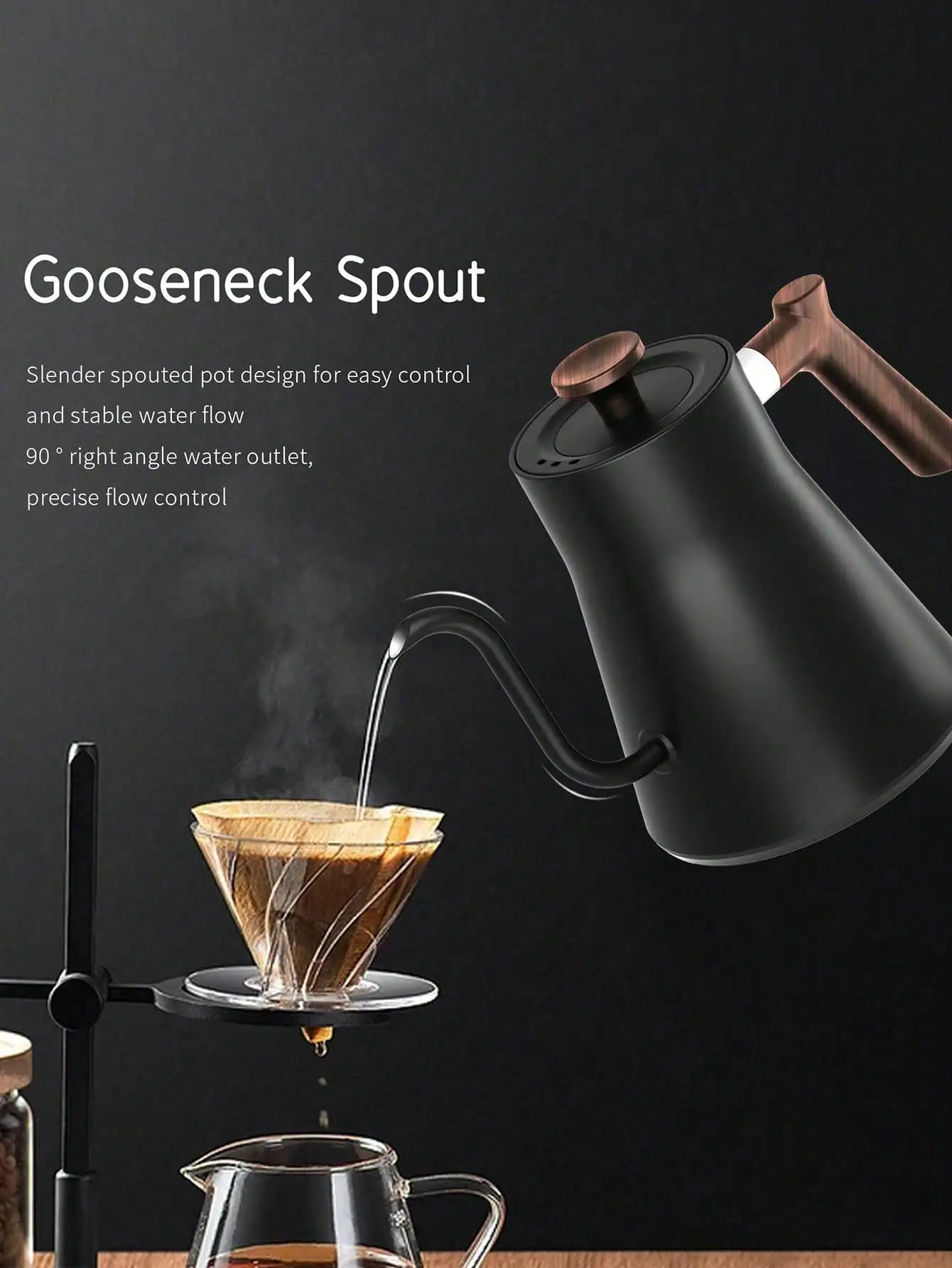 Gooseneck Electric Kettle 1000ml Smart Constant Temperature Electric Kettle Knob Temperature Adjustment Fast Heating