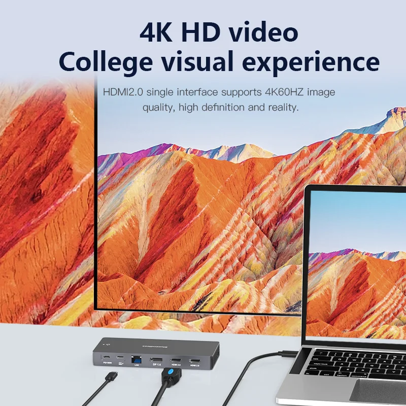 محطة إرساء USB-C بلا حدود ، 4K ، بطاقة HDTV للقراءة ، محول من النوع C ، شاحن PD W ، مقسم ، RJ45 ، DP ، USB ، Multi HUB ، 13 في 1