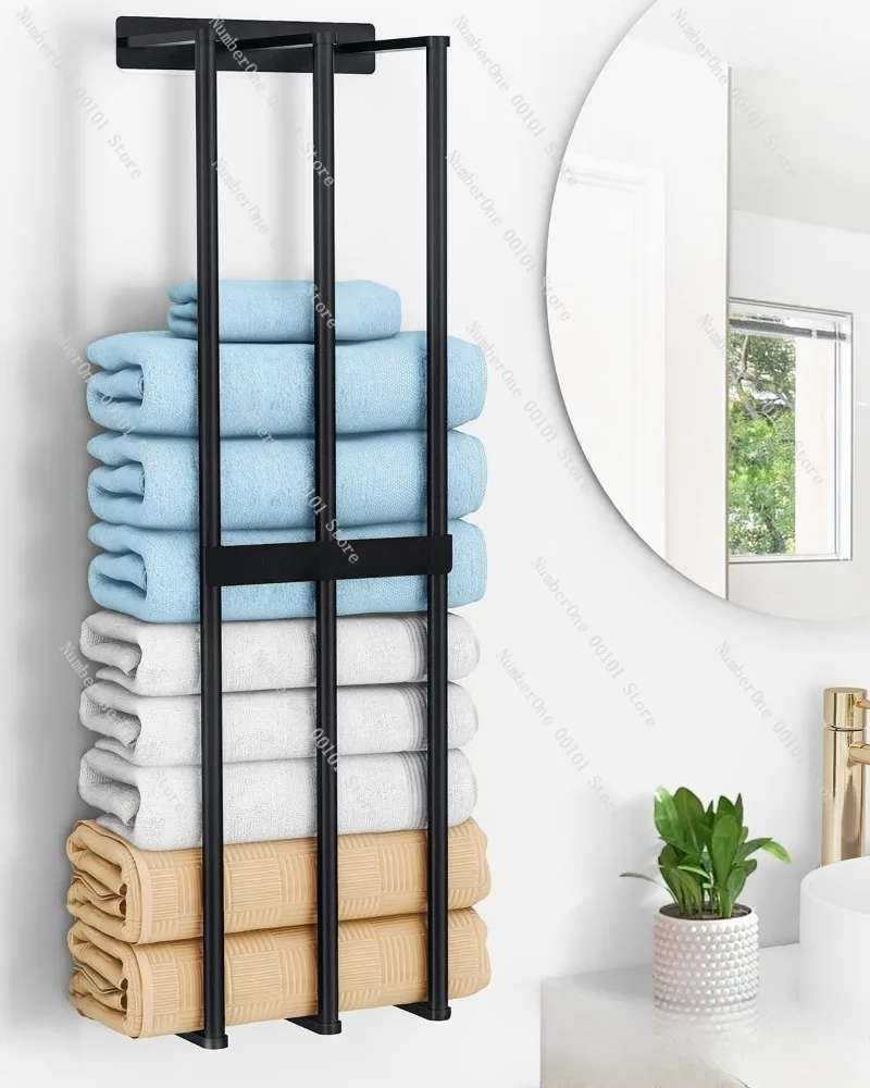 Wall-mounted wrought iron towel rack with detachable multi-layer structure,ideal for bathroom towel drying and storage