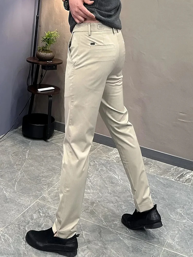 

Busin Casual Slim Fit Men's Pants Elastic Anti-Wrinkle Autumn Winter Straight Leg Faionable Versatile Breathable Leisure...