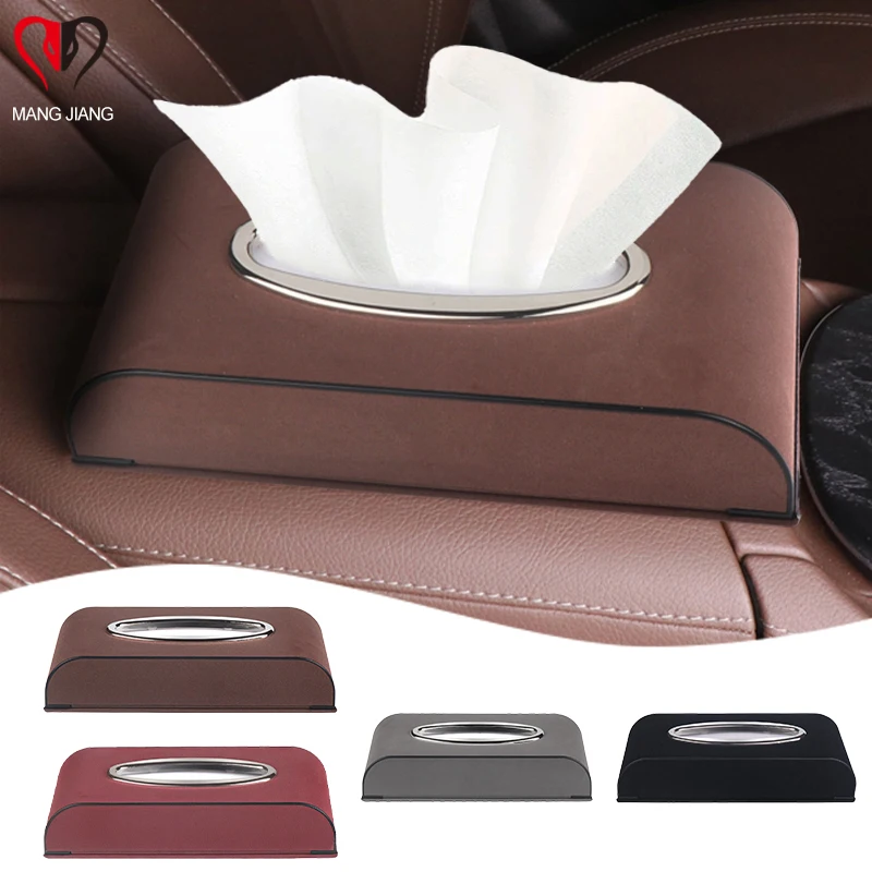 

Car Tissue Box Holder Armrest Box Storage Suede Automobile Portable Paper Package Case Interior Accessories Vehicle Decoration