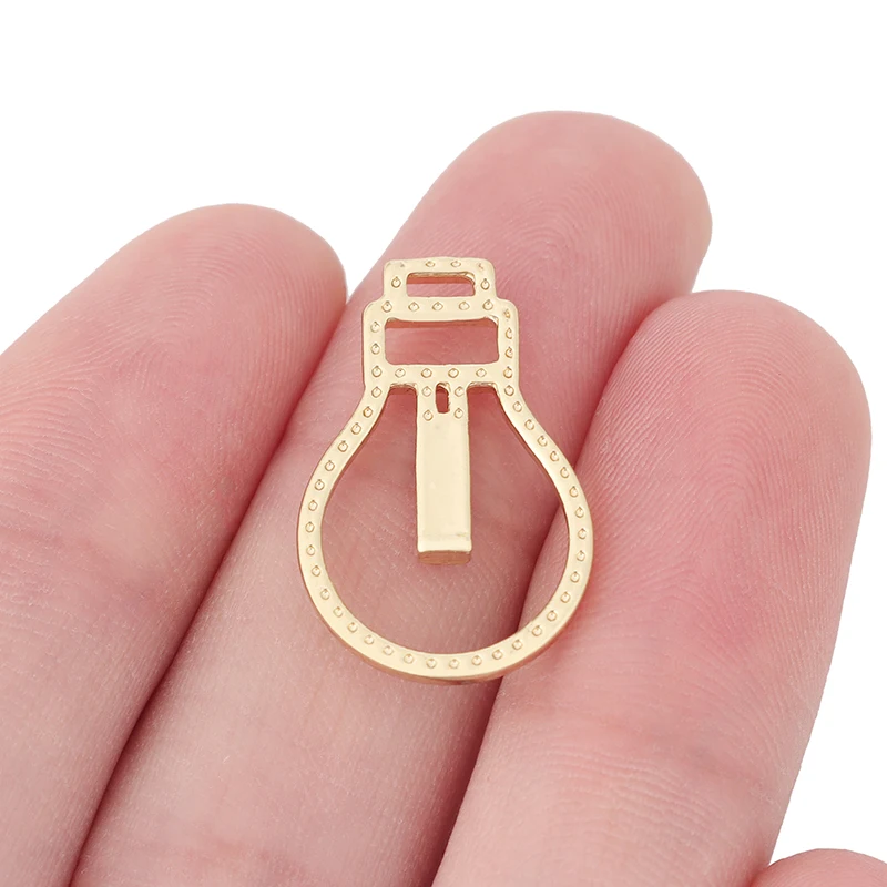 10 x Gold Color Open Bulb & Rhinestone Charms Pendants for Necklace DIY Jewelry Making Accessories 24x16mm